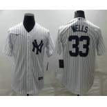 Men's New York Yankees #33 Austin Wells White Cool Base Stitched Baseball Jersey