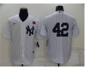 Men's New York Yankees #42 Mariano Rivera White No Name Stitched Rose Nike Cool Base Throwback Jersey