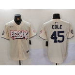 Men's New York Yankees #45 Gerrit Cole Cream Limited Stitched Baseball Jersey