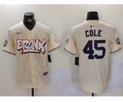 Men's New York Yankees #45 Gerrit Cole Cream Limited Stitched Baseball Jersey