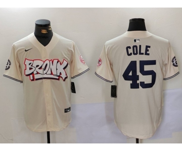 Men's New York Yankees #45 Gerrit Cole Cream Limited Stitched Baseball Jersey