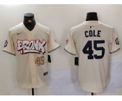 Men's New York Yankees #45 Gerrit Cole Cream Limited Stitched Baseball Jerseys