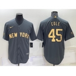 Men's New York Yankees #45 Gerrit Cole Grey 2022 All Star Stitched Cool Base Nike Jersey