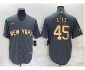 Men's New York Yankees #45 Gerrit Cole Grey 2022 All Star Stitched Cool Base Nike Jersey