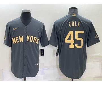 Men's New York Yankees #45 Gerrit Cole Grey 2022 All Star Stitched Cool Base Nike Jersey