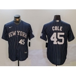 Men's New York Yankees #45 Gerrit Cole Navy Pinstripe Fashion Cool Base Jerseys