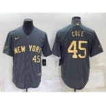 Men's New York Yankees #45 Gerrit Cole Number Grey 2022 All Star Stitched Cool Base Nike Jersey