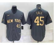 Men's New York Yankees #45 Gerrit Cole Number Grey 2022 All Star Stitched Cool Base Nike Jersey