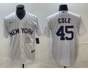 Men's New York Yankees #45 Gerrit Cole White 2024 Cool Base Stitched Jersey