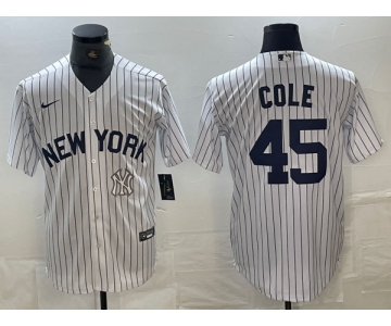 Men's New York Yankees #45 Gerrit Cole White 2024 Cool Base Stitched Jersey