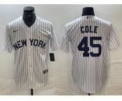 Men's New York Yankees #45 Gerrit Cole White 2024 Cool Base Stitched Jerseys