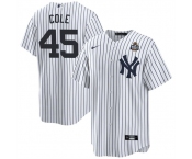 Men's New York Yankees #45 Gerrit Cole White 2024 World Series With Name Cool Base Stitched Baseball Jersey