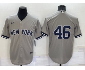 Men's New York Yankees #46 Andy Pettitte Grey No Name Stitched MLB Cool Base Nike Jersey