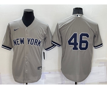 Men's New York Yankees #46 Andy Pettitte Grey No Name Stitched MLB Cool Base Nike Jersey