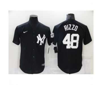 Men's New York Yankees #48 Anthony Rizzo Black Throwback Jersey