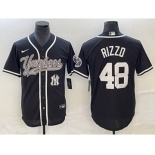 Men's New York Yankees #48 Anthony Rizzo Black With Patch Cool Base Stitched Baseball Jersey