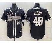 Men's New York Yankees #48 Anthony Rizzo Black With Patch Cool Base Stitched Baseball Jersey