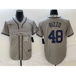 Men's New York Yankees #48 Anthony Rizzo Gray With Patch Cool Base Stitched Baseball Jersey