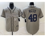 Men's New York Yankees #48 Anthony Rizzo Gray With Patch Cool Base Stitched Baseball Jersey