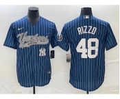 Men's New York Yankees #48 Anthony Rizzo Navy With Patch Cool Base Stitched Baseball Jersey