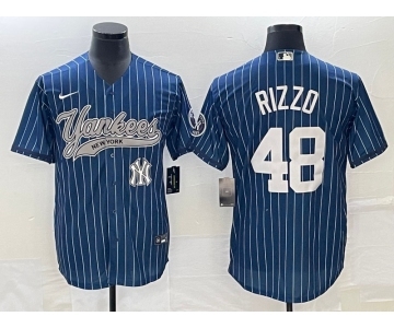 Men's New York Yankees #48 Anthony Rizzo Navy With Patch Cool Base Stitched Baseball Jersey