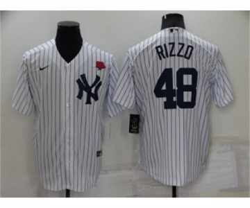 Men's New York Yankees #48 Anthony Rizzo White Cool Base Stitched Rose Baseball Jersey