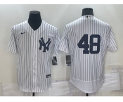 Men's New York Yankees #48 Anthony Rizzo White No Name Stitched MLB Flex Base Nike Jersey