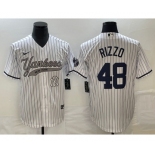 Men's New York Yankees #48 Anthony Rizzo White With Patch Cool Base Stitched Baseball Jersey