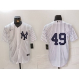 Men's New York Yankees #49 Ron Guidry White Cool Base Stitched Jersey