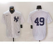 Men's New York Yankees #49 Ron Guidry White Cool Base Stitched Jersey