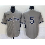 Men's New York Yankees #5 Joe DiMaggio Grey Cool Base Stitched Baseball Jersey