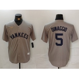 Men's New York Yankees #5 Joe DiMaggio Name Grey Stitched Nike Throwback Jersey