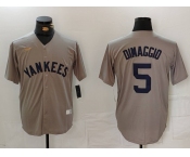 Men's New York Yankees #5 Joe DiMaggio Name Grey Stitched Nike Throwback Jersey