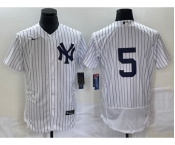 Men's New York Yankees #5 Joe DiMaggio White Flex Base Stitched Baseball Jersey