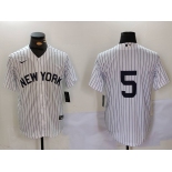 Men's New York Yankees #5 Joe DiMaggio White No Name Cool Base Stitched Jersey