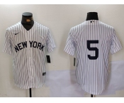 Men's New York Yankees #5 Joe DiMaggio White No Name Cool Base Stitched Jersey