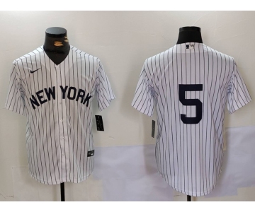 Men's New York Yankees #5 Joe DiMaggio White No Name Cool Base Stitched Jersey