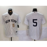 Men's New York Yankees #5 Joe DiMaggio White No Name Cool Base Stitched Jerseys