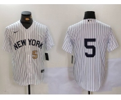 Men's New York Yankees #5 Joe DiMaggio White No Name Cool Base Stitched Jerseys