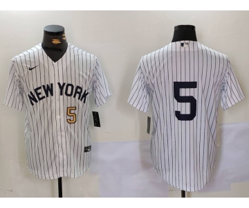 Men's New York Yankees #5 Joe DiMaggio White No Name Cool Base Stitched Jerseys