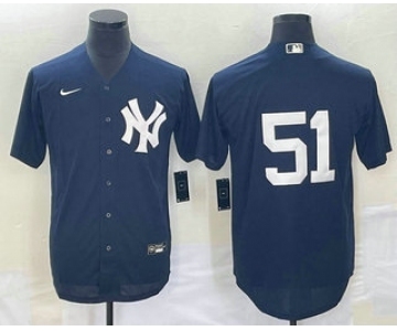 Men's New York Yankees #51 Bernie Williams Navy Cool Base Stitched Baseball Jersey