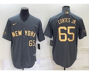 Men's New York Yankees #65 Nestor Cortes Jr Number Grey 2022 All Star Stitched Cool Base Nike Jersey