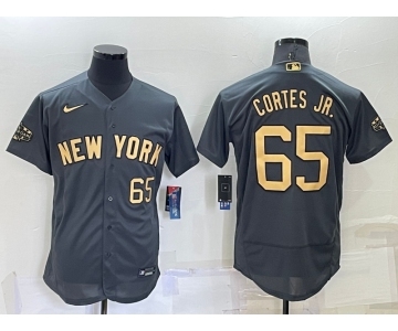 Men's New York Yankees #65 Nestor Cortes Jr Number Grey 2022 All Star Stitched Flex Base Nike Jersey