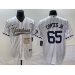 Men's New York Yankees #65 Nestor Cortes Jr Number White With Patch Cool Base Stitched Baseball Jersey