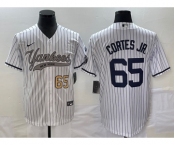 Men's New York Yankees #65 Nestor Cortes Jr Number White With Patch Cool Base Stitched Baseball Jersey