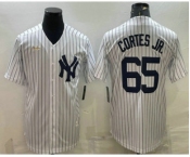 Men's New York Yankees #65 Nestor Cortes Jr White Pinstripe Stitched MLB Cool Base Nike Jersey