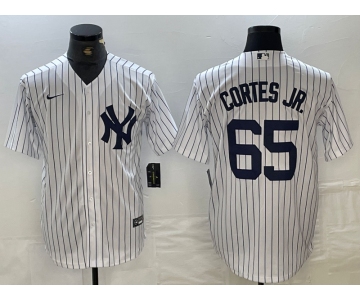 Men's New York Yankees #65 Nestor Cortes Jr White Stitched Cool Base Nike Jersey