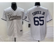 Men's New York Yankees #65 Nestor Cortes Jr White With Patch Cool Base Stitched Baseball Jersey