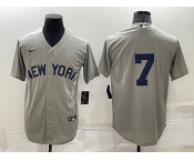 Men's New York Yankees #7 Mickey Mantle 2021 Grey Field of Dreams Cool Base Stitched Baseball Jersey