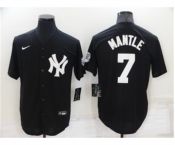 Men's New York Yankees #7 Mickey Mantle Black Stitched Nike Cool Base Throwback Jersey